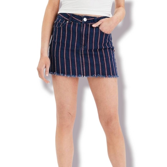 American Eagle Red White and Blue Striped Super Stretch Skirt - Picture 1 of 8